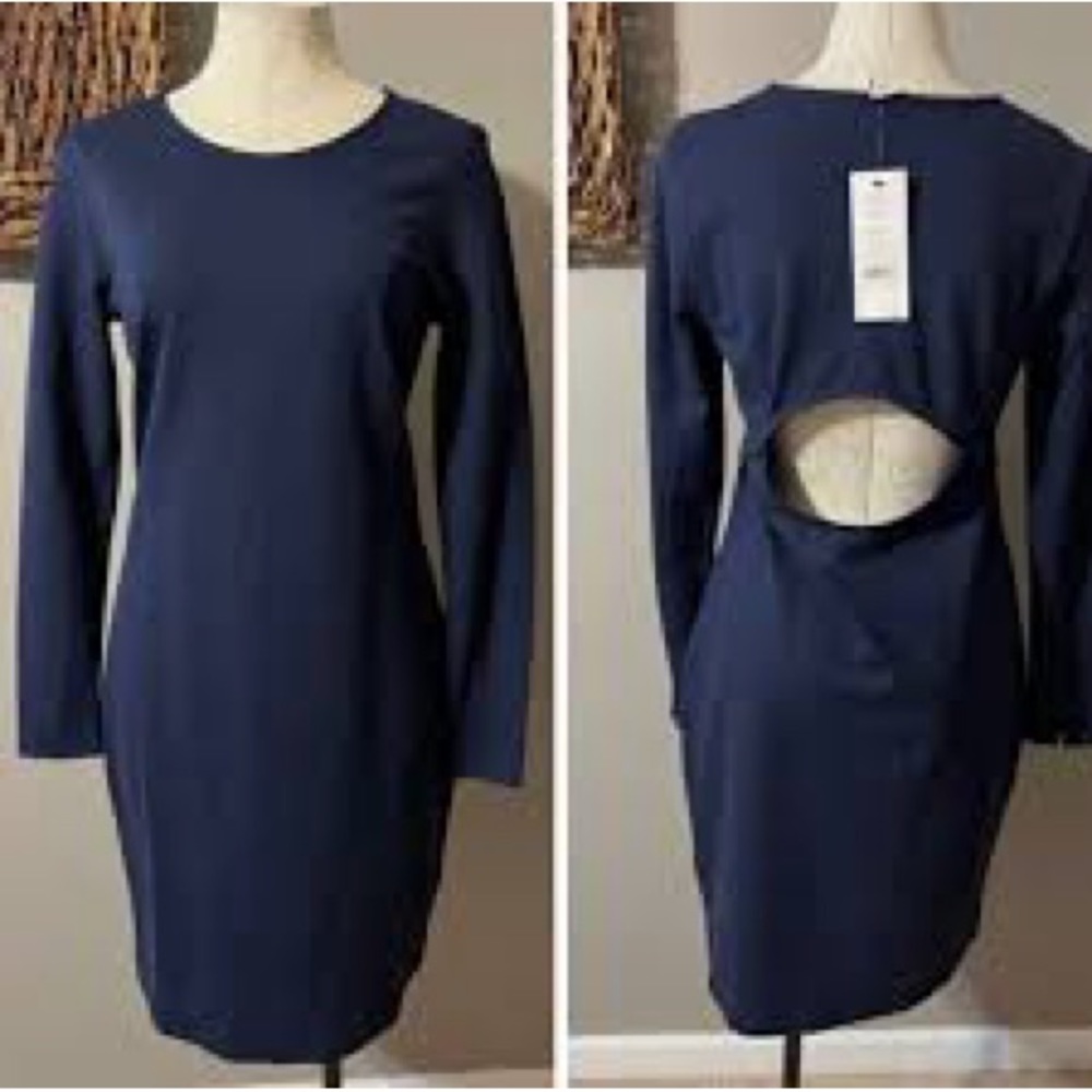 DKNY Navy Pencil Dress with Back Cutout